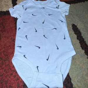 Nike Light Blue Baby Bodysuit with Black Swooshes